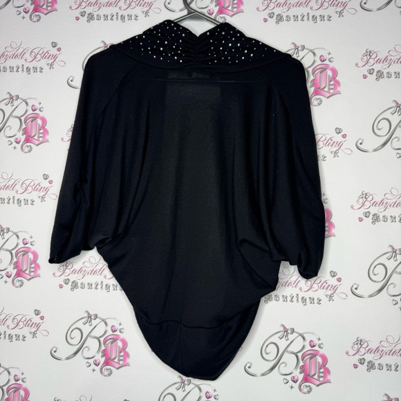 Seduction cardigan rhinestone bling diamond crystals flowy cinching cute comfy - Picture 4 of 7